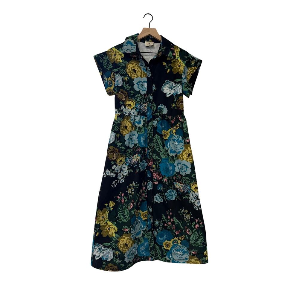 Tuckernuck Black Floral Bouquet Chloe Midi Dress - Picture 2 of 6